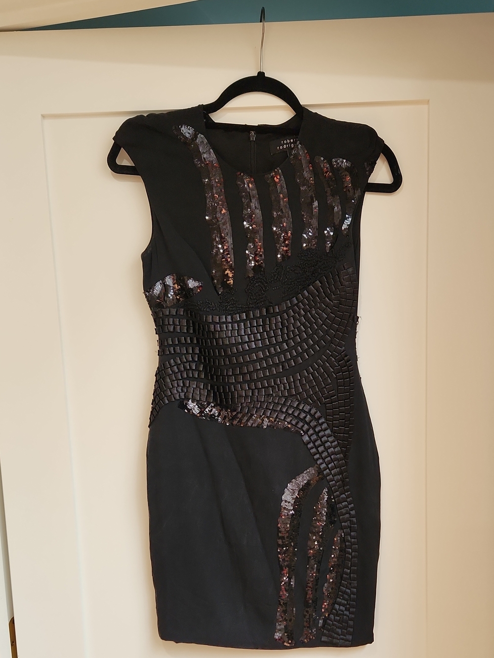 Robert Rodriguez Black Sequin-Embellished Mini Dress